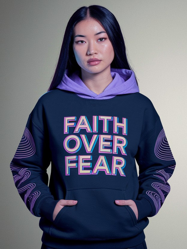 Faith Over Fear Vaporwave Hoodie