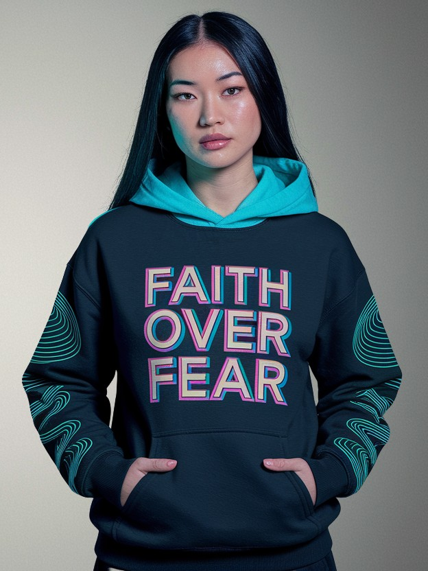 Faith Over Fear Vaporwave Hoodie